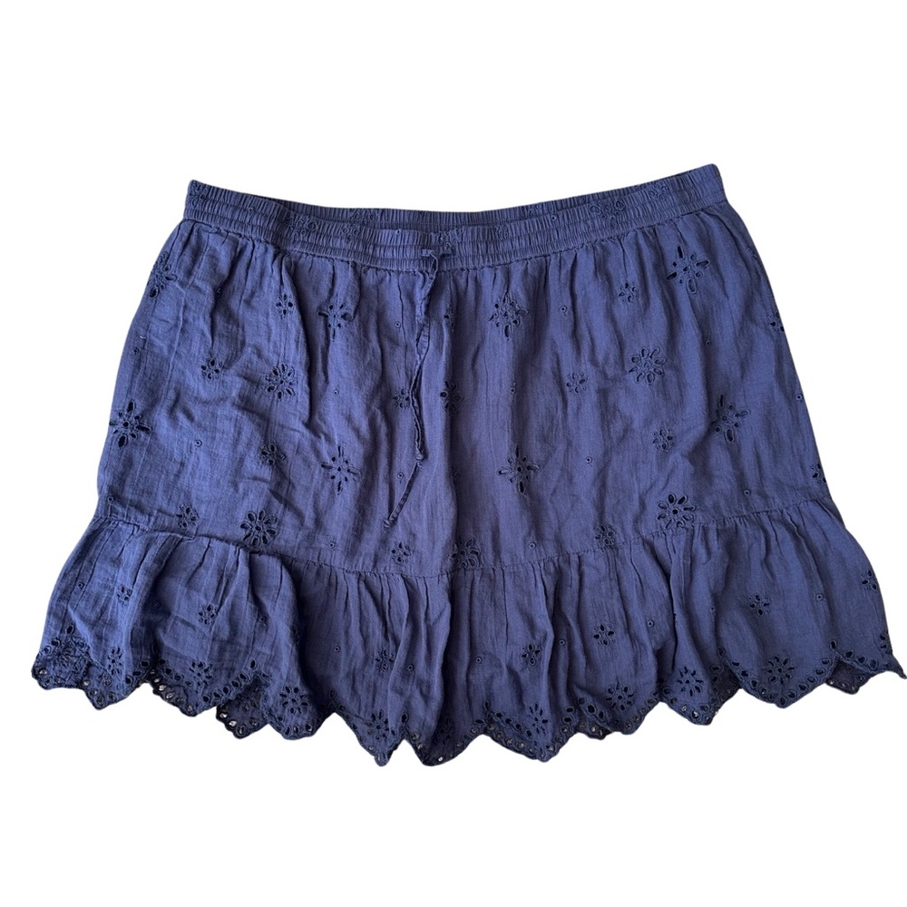 Aerie Navy Blue Eyelet Ruffle Skirt Women’s size XXL